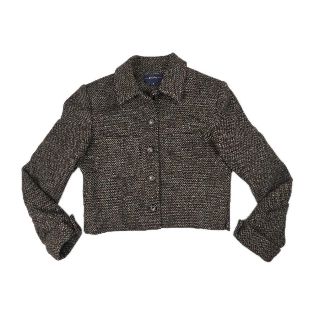Vtg 80s 100% Wool Country Tweed Cropped Jacket Equestrian Jacket Breeches 8